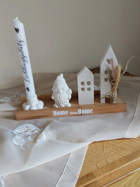 Geschenk-Set Holztablett Häuschen Wichtel