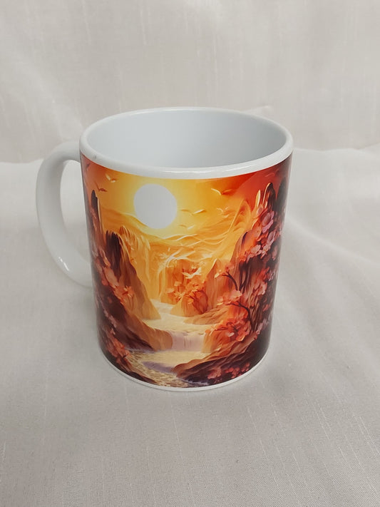 Tasse Sonnenuntergang Wasserfall