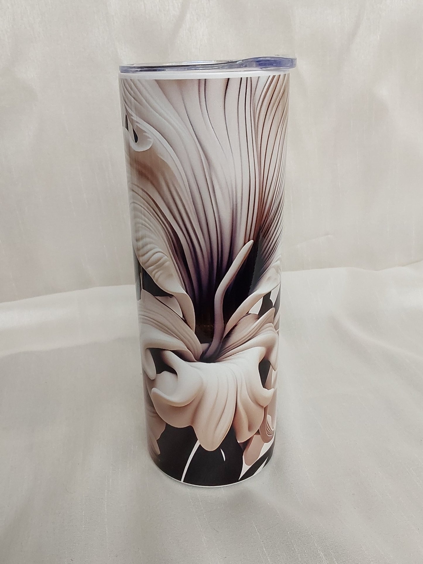 Tumbler Schwarz/Weiße Iris sublimiert