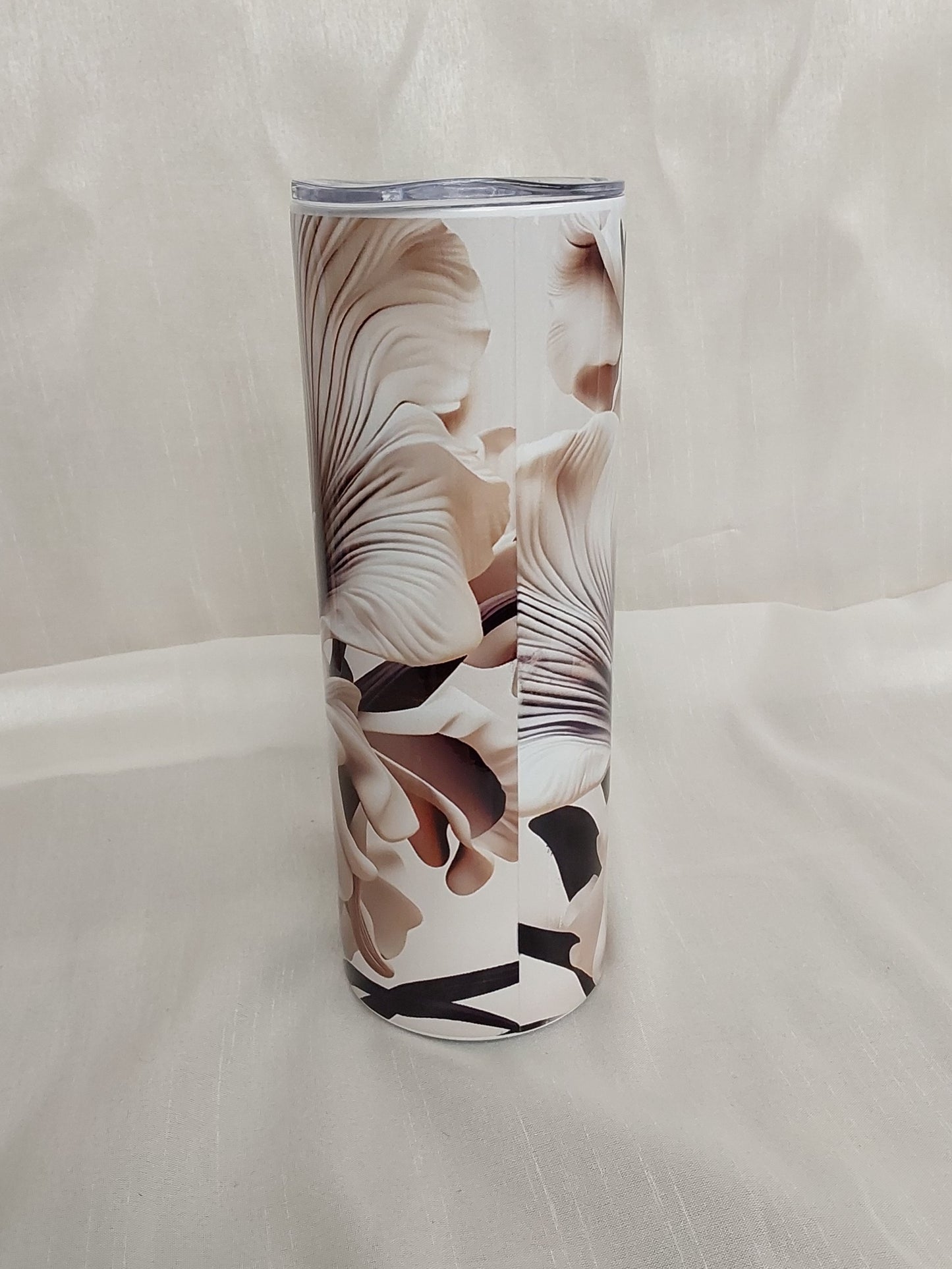 Tumbler Schwarz/Weiße Iris sublimiert