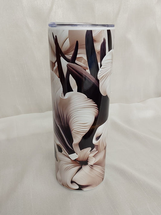 Tumbler Schwarz/Weiße Iris sublimiert