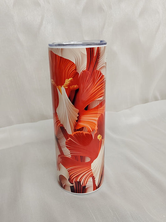 Tumbler Rot/Weiße Iris sublimiert