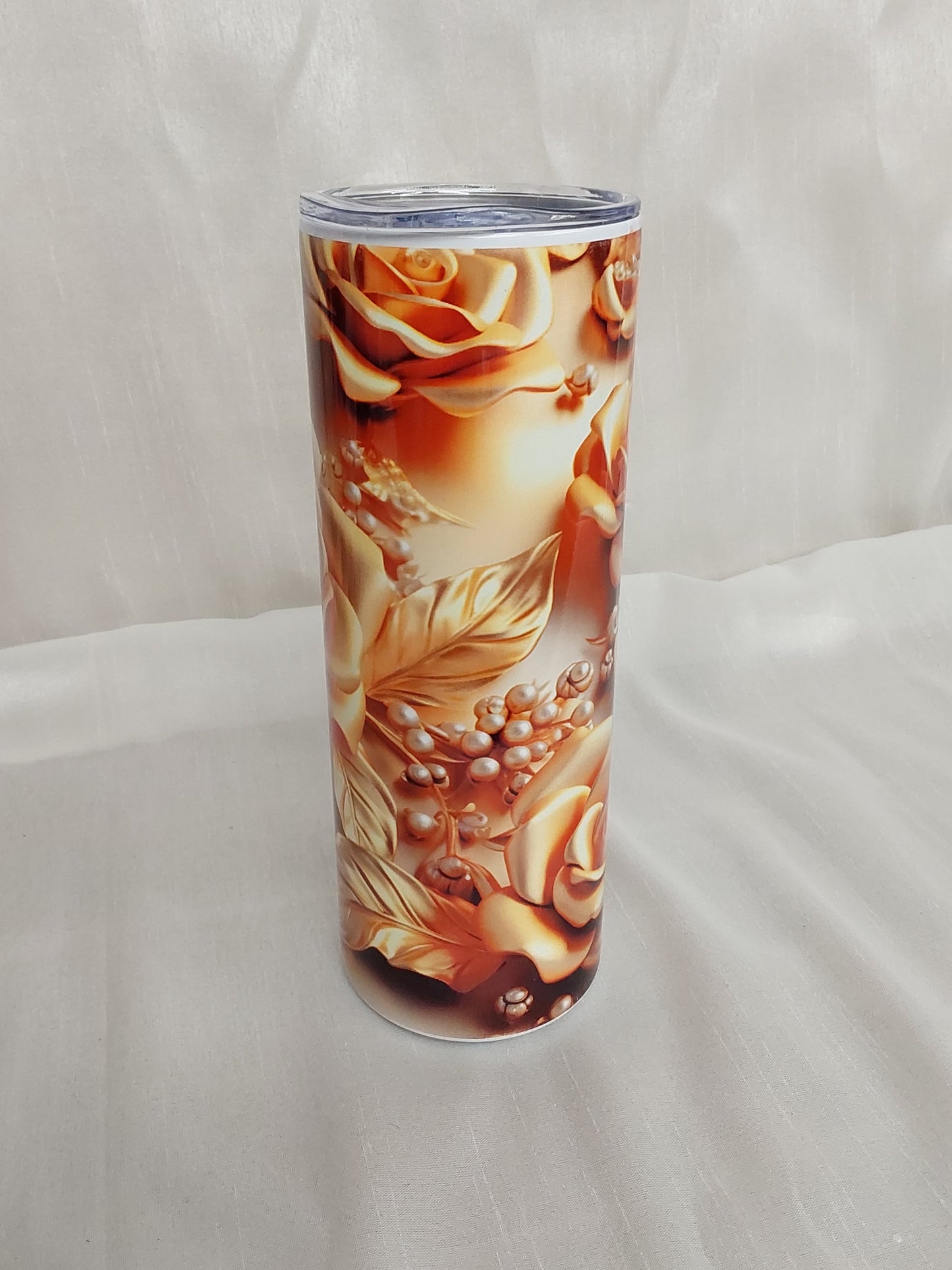Tumbler 3D goldene Rosen Perlen sublimiert