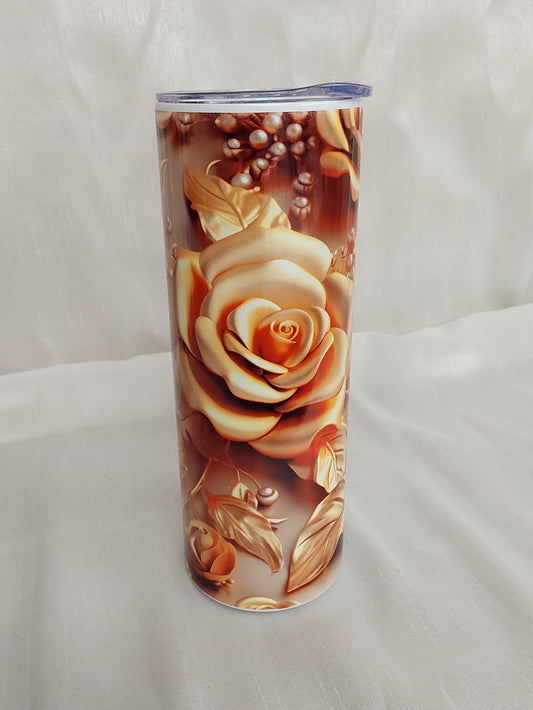Tumbler 3D goldene Rosen Perlen sublimiert