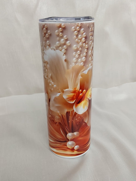 Tumbler 3D Lilie Perlen sublimiert