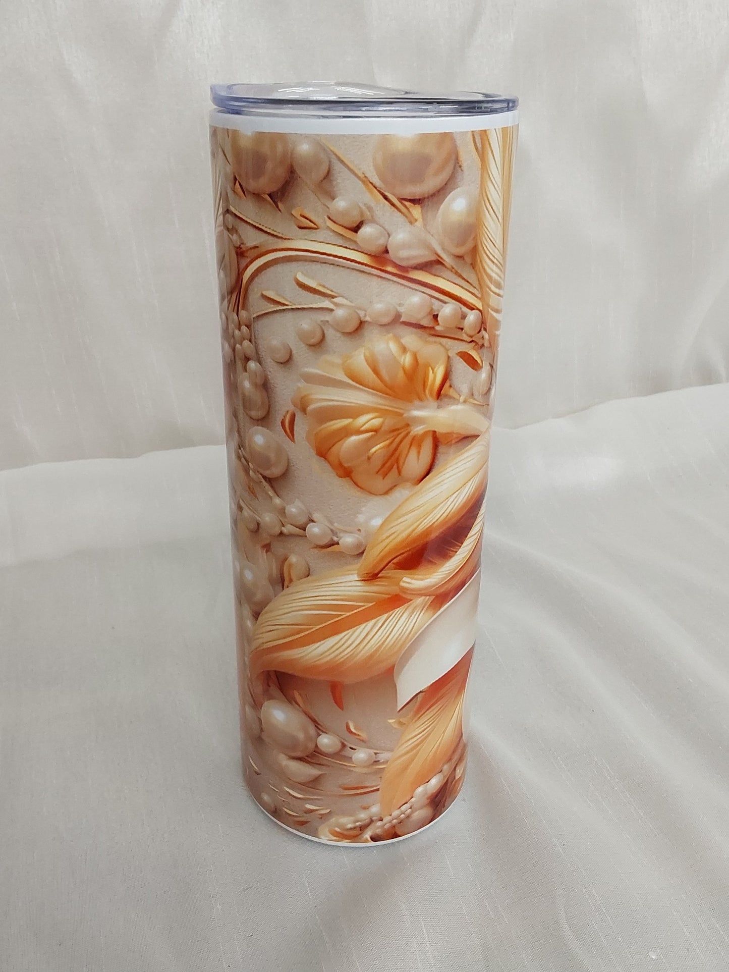 Tumbler 3D Lilie gold/weiß sublimiert