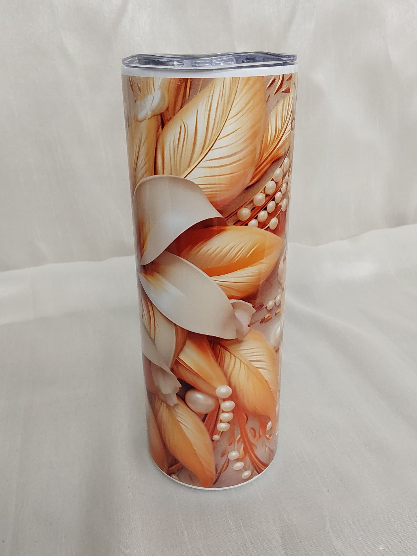 Tumbler 3D Lilie gold/weiß sublimiert