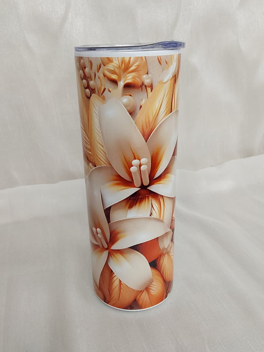 Tumbler 3D Lilie gold/weiß sublimiert