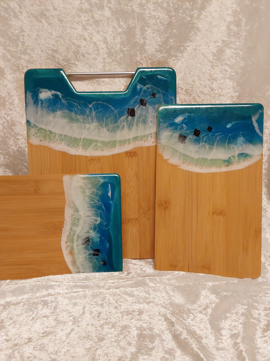 Servier- & rühstücksbrettchen mit Resin Design Rochen