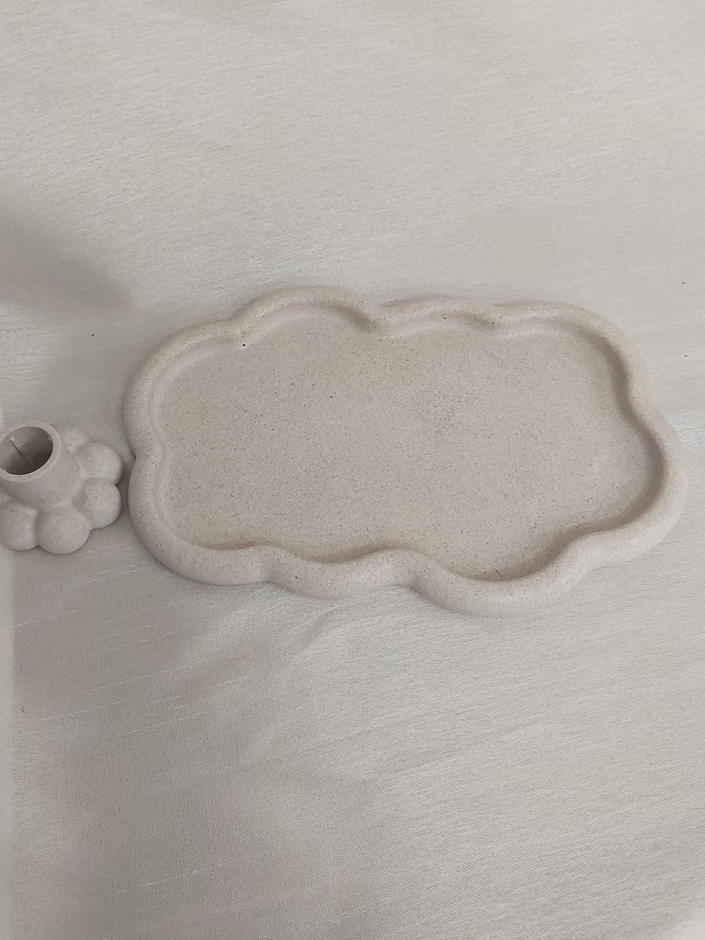 Wellen-Tablettchen mit Herzkerzenständer 2 Varianten