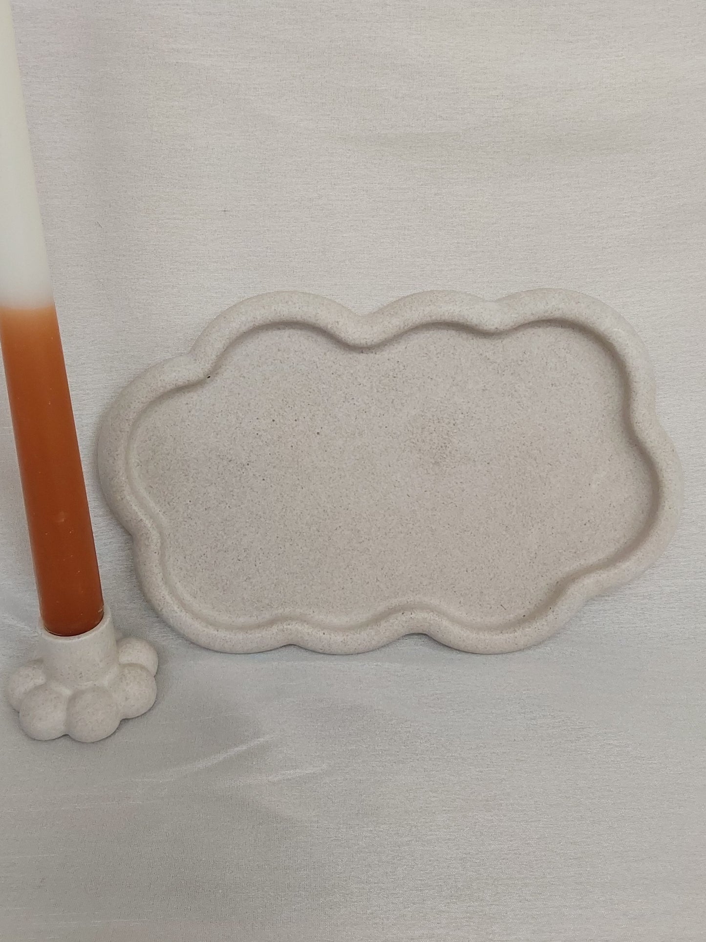 Wellen-Tablettchen mit Herzkerzenständer 2 Varianten