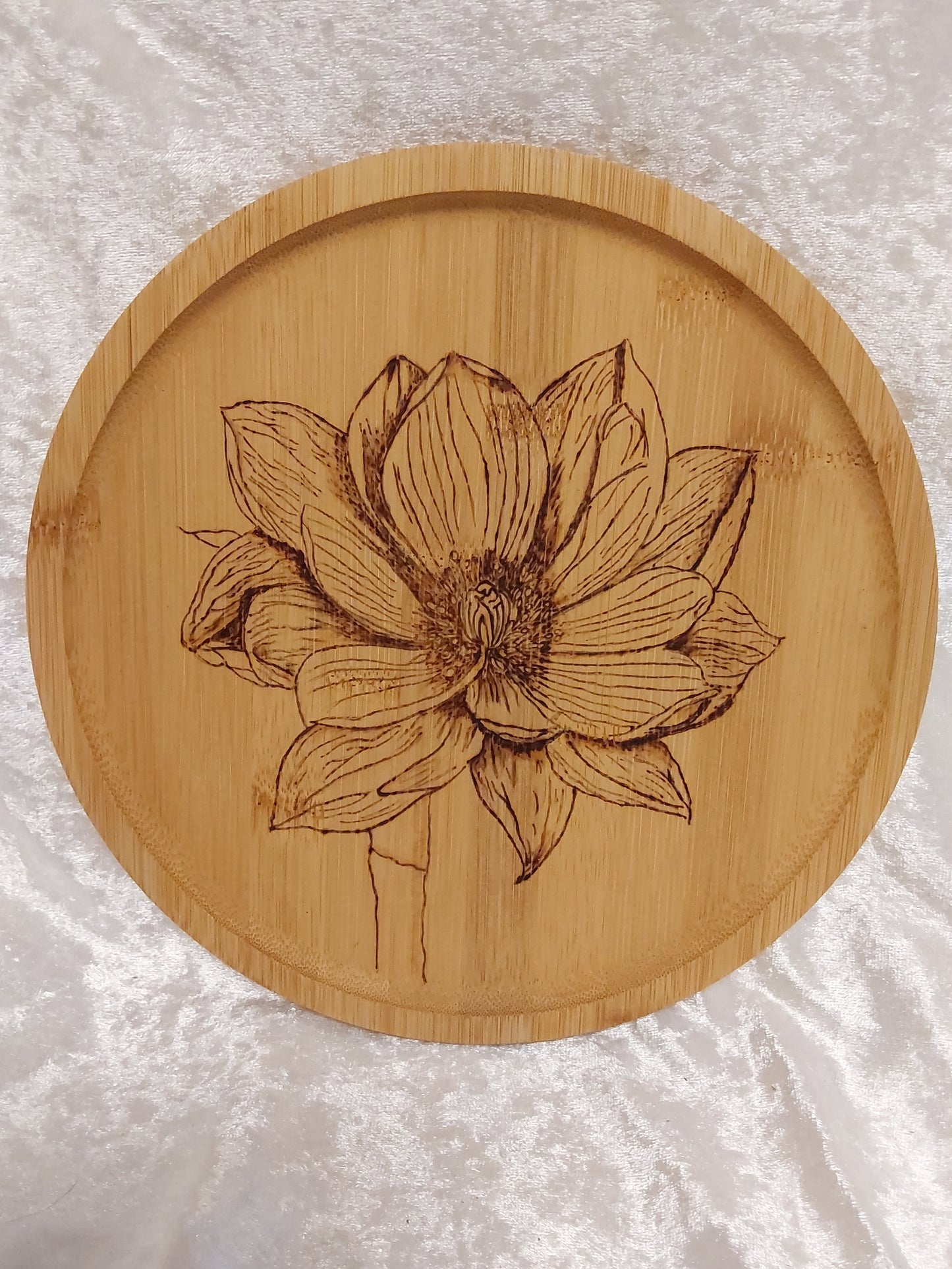 Holztablett rund Blume