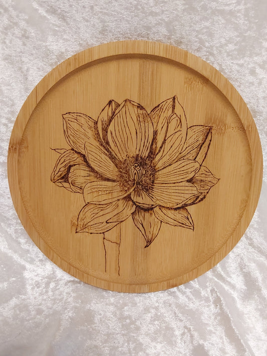 Holztablett rund Blume