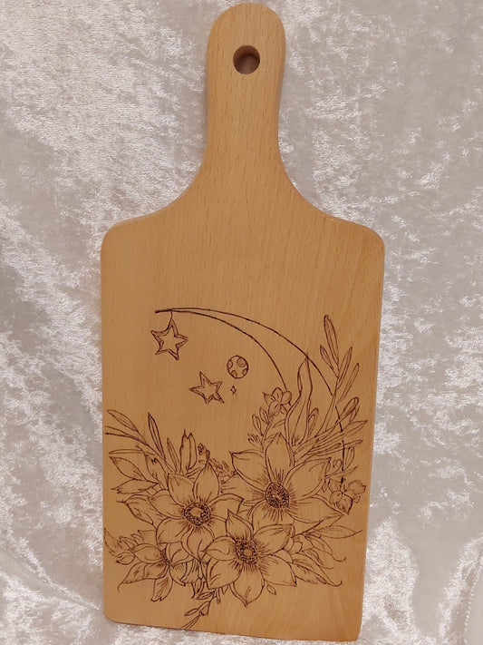 Schneidbrett Mond Blumen