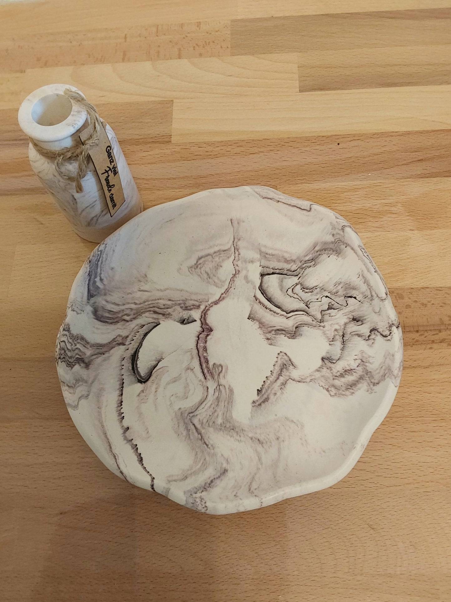 Wellenschale mit Väschen/Kerzenhalter