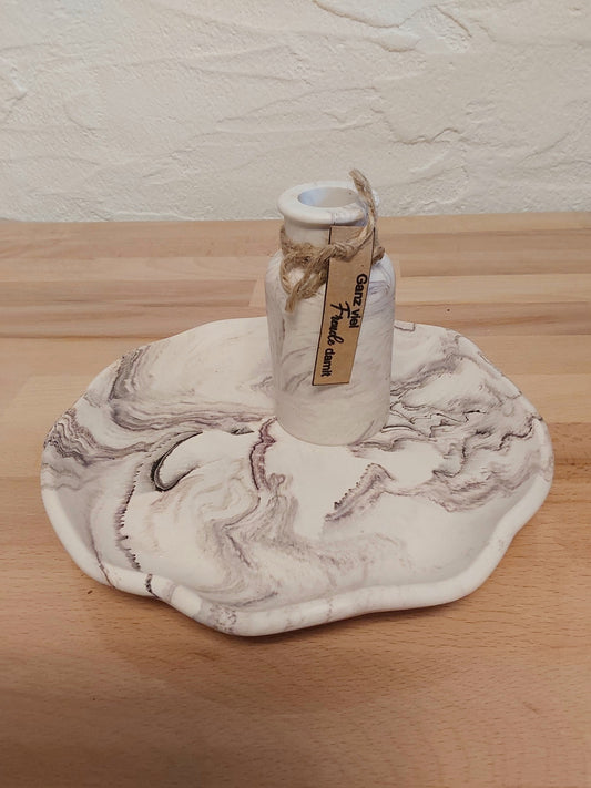 Wellenschale mit Väschen/Kerzenhalter