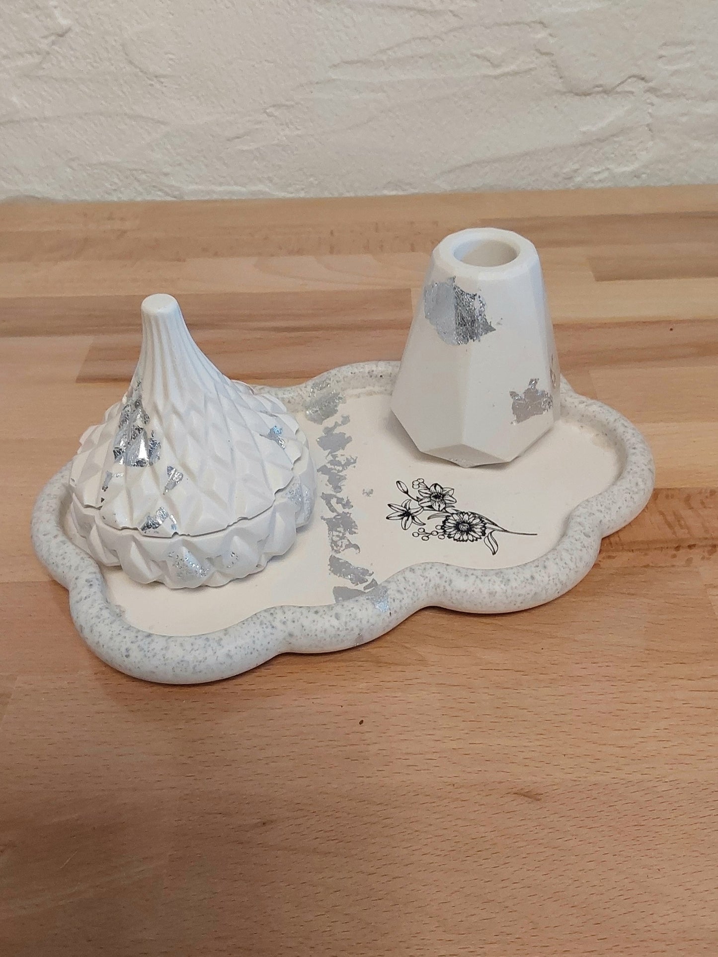 Ovales Wellenschale, Dose Väschen/Kerzenhalter