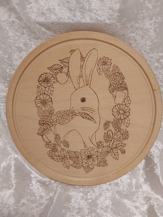Holztablett rund Hase