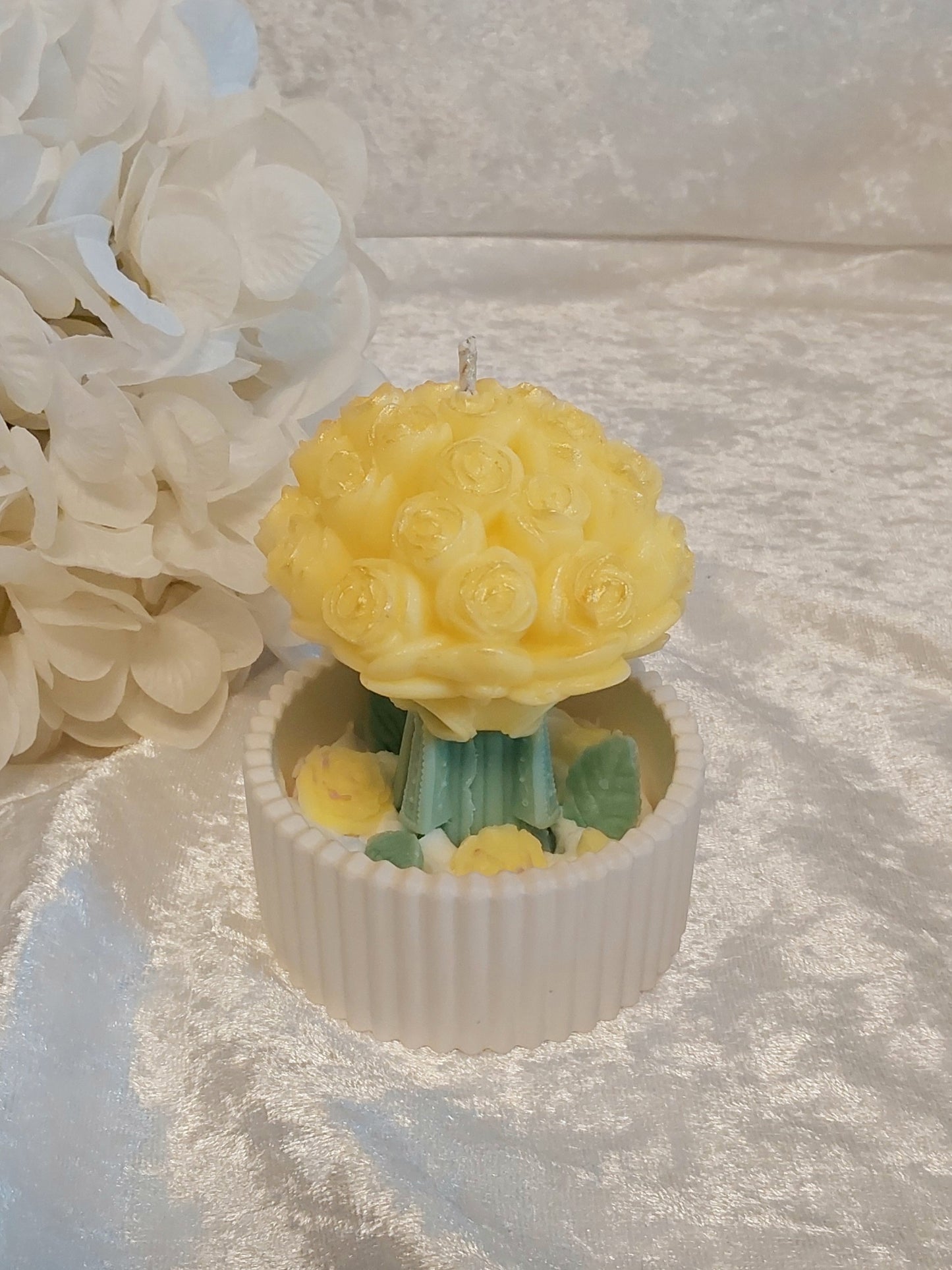 Rosensträußchen im Gefäß Geschenkkerze