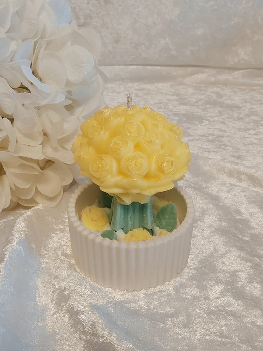 Rosensträußchen im Gefäß Geschenkkerze