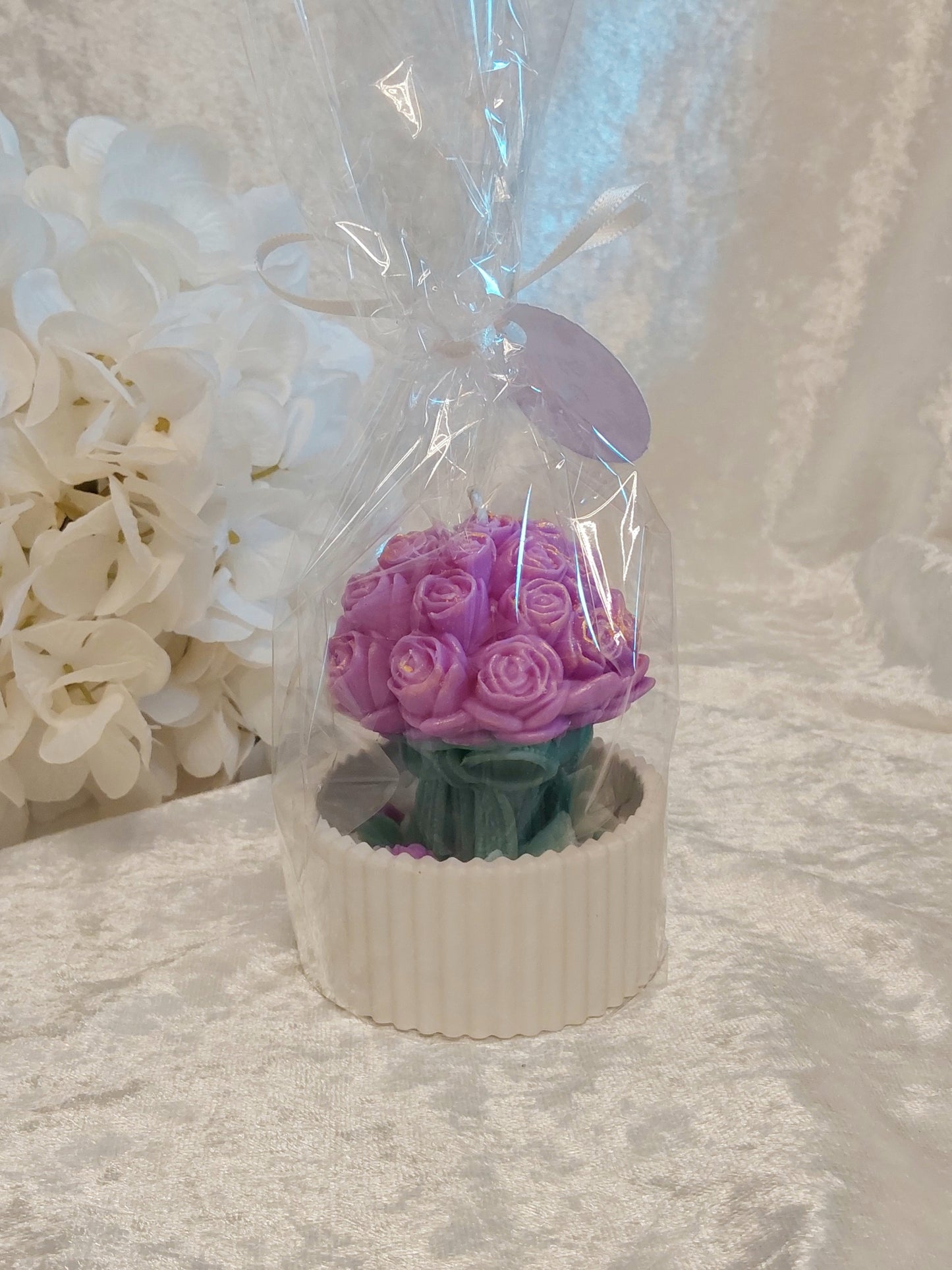 Rosensträußchen im Gefäß Geschenkkerze
