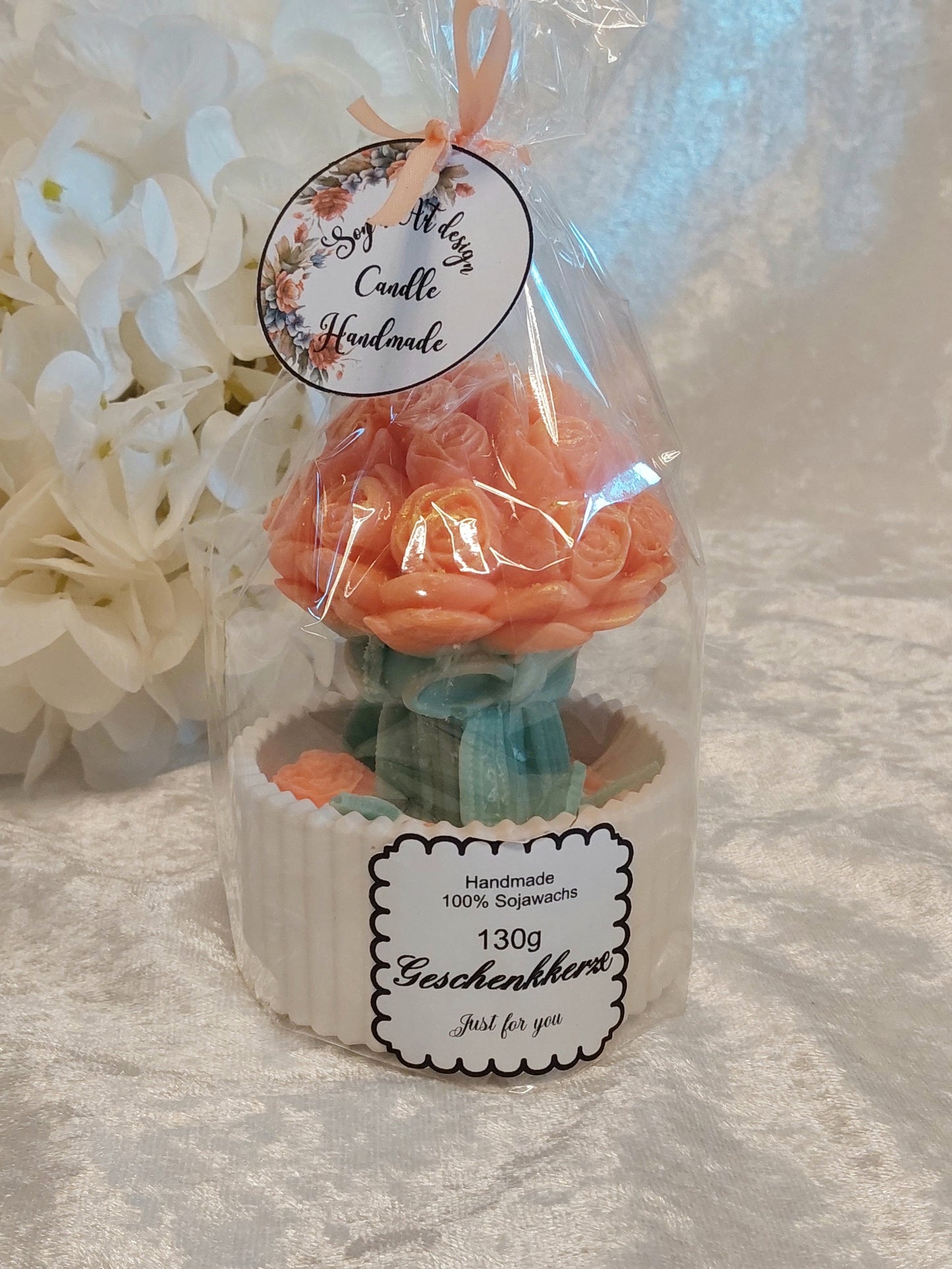 Rosensträußchen im Gefäß Geschenkkerze