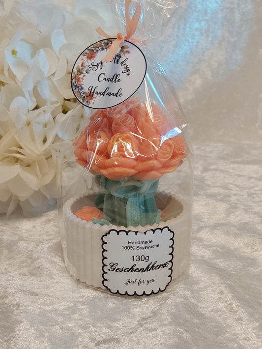 Rosensträußchen im Gefäß Geschenkkerze