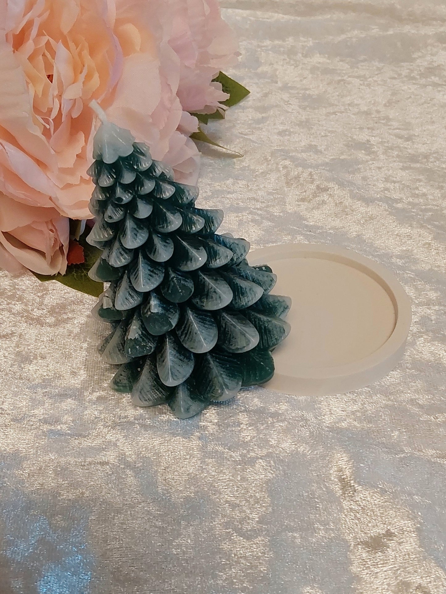 Tannenbaum Kerze mit Untersetzer