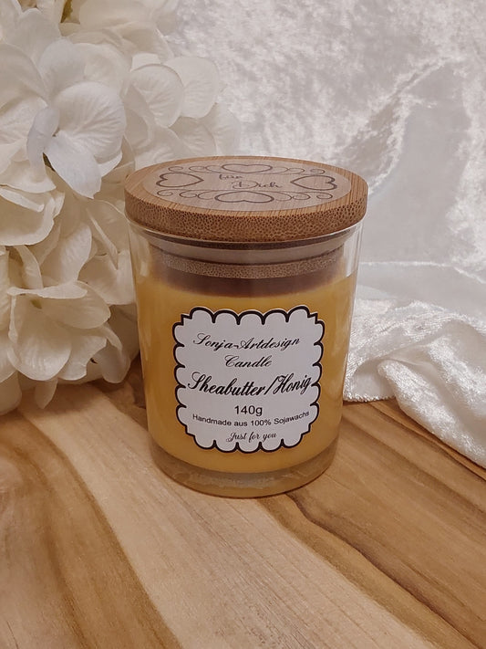 Duftkerze im Glas Sheabutter/Honig 140g