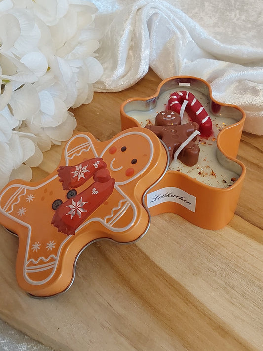 Lebkuchenmanndose mit Duftkerze