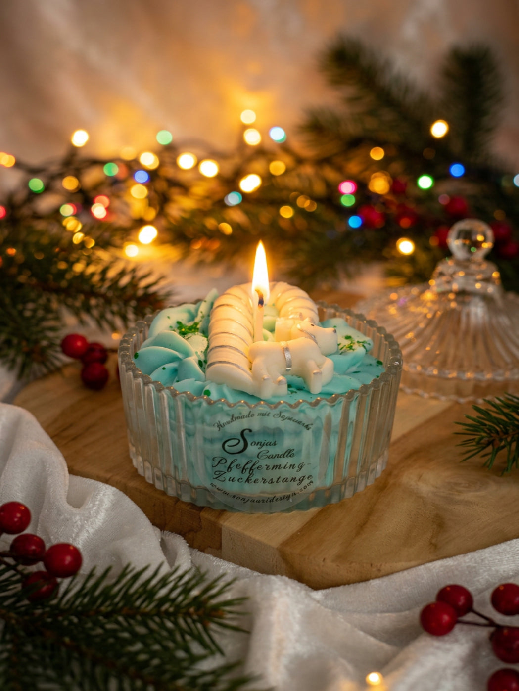 Pfefferminz-Zuckerstange im Geschenkglas