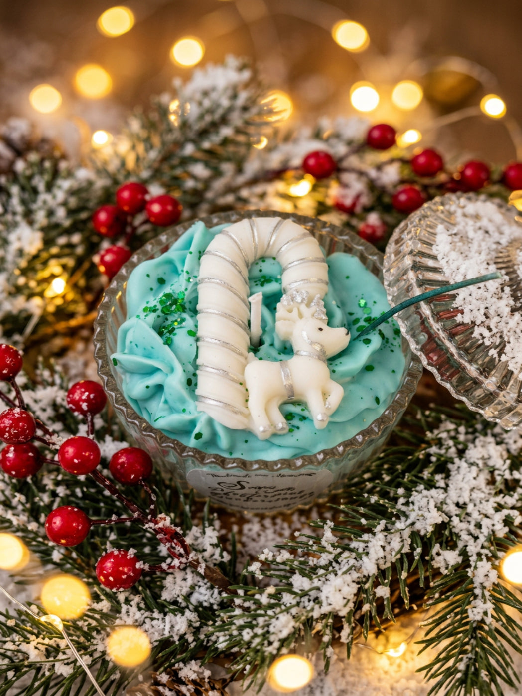 Pfefferminz-Zuckerstange im Geschenkglas