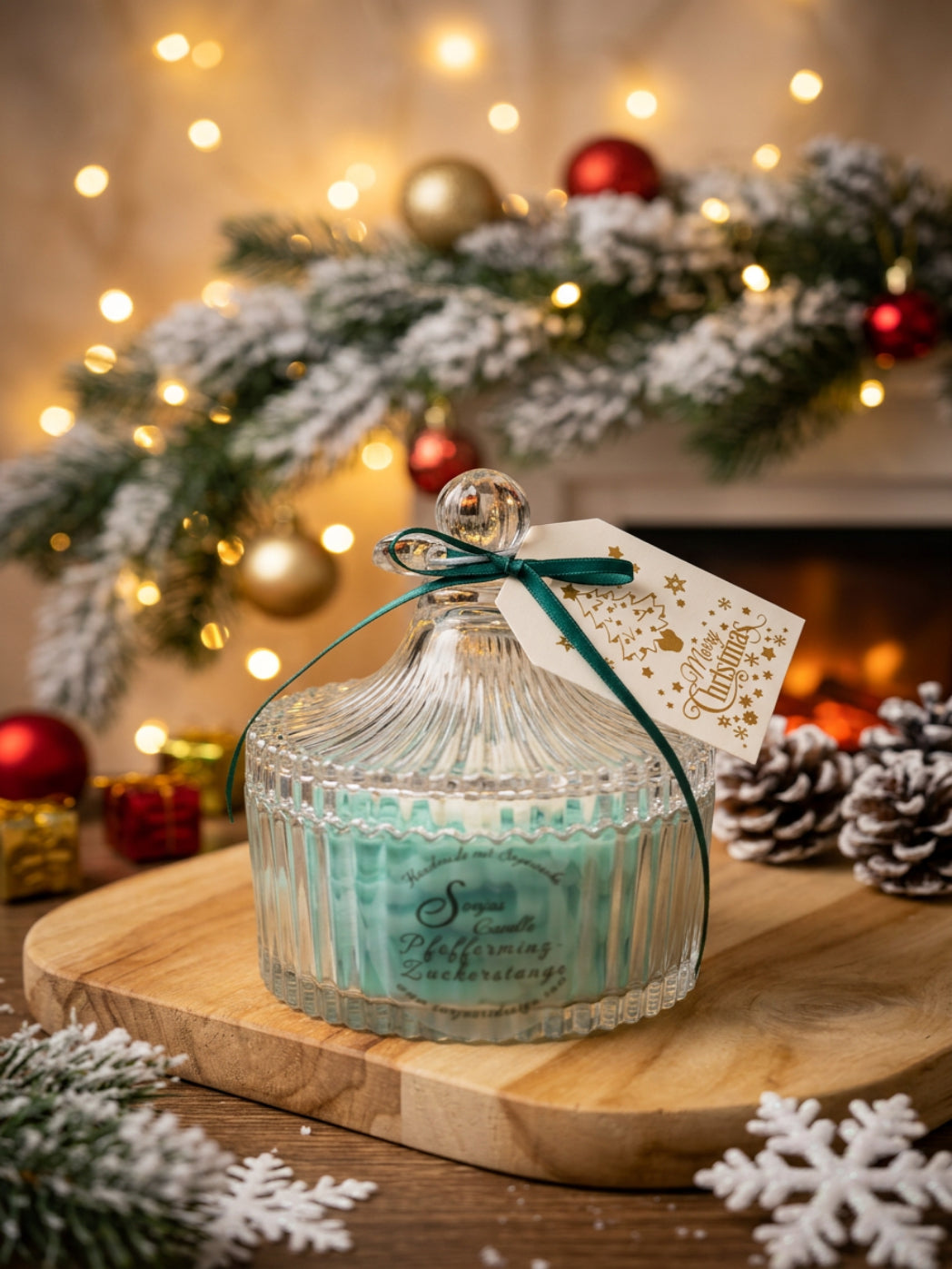 Pfefferminz-Zuckerstange im Geschenkglas