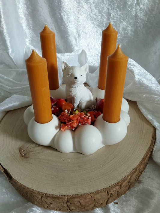Runder Bubble-Kerzenhalter mit Fuchs