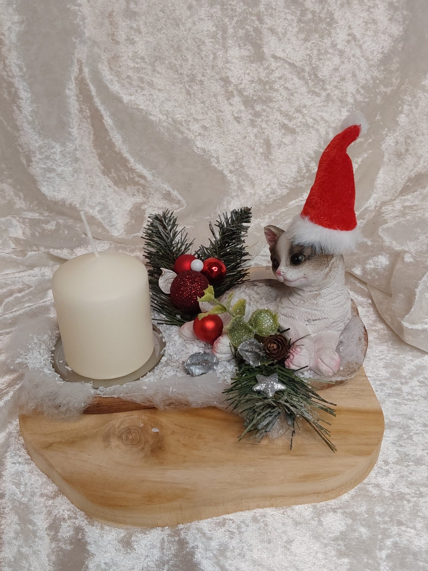 Kleines Weihnachtsgesteck für Katzenliebhaber