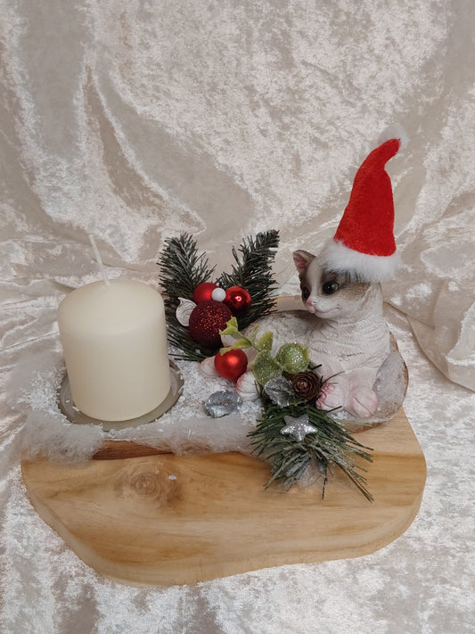 Kleines Weihnachtsgesteck für Katzenliebhaber