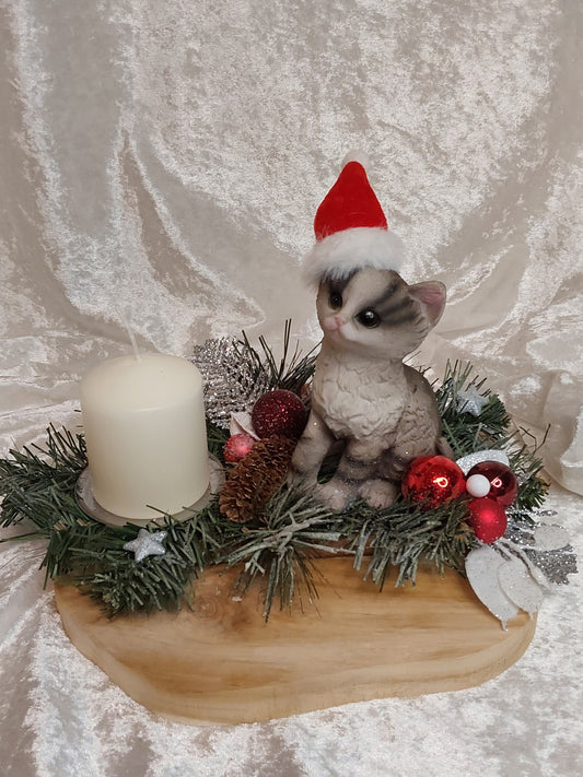 Kleines Weihnachtsgesteck für Katzenliebhaber