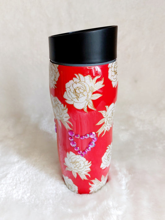 Tumbler Rosen Rot Strasssteine