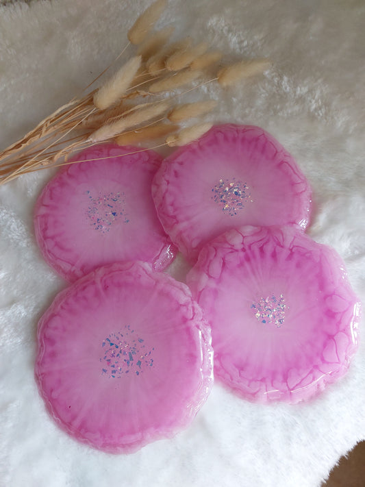 Resin Untersetzer 2er Set Rosa