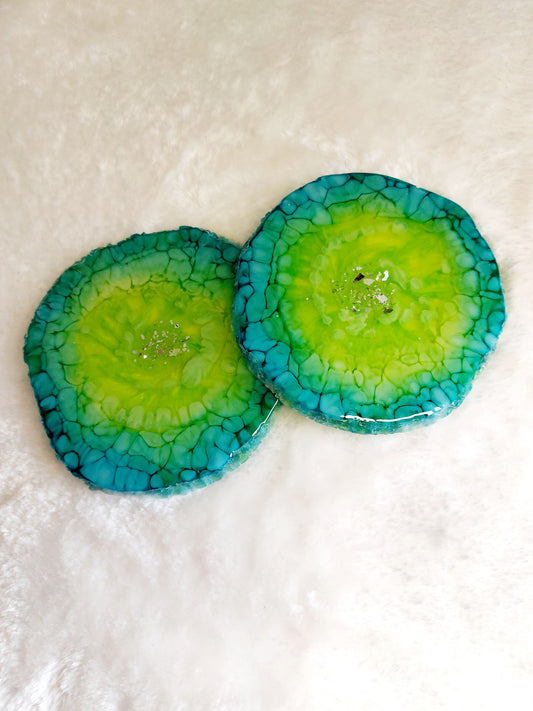 Resin Untersetzer 2er Set Grün