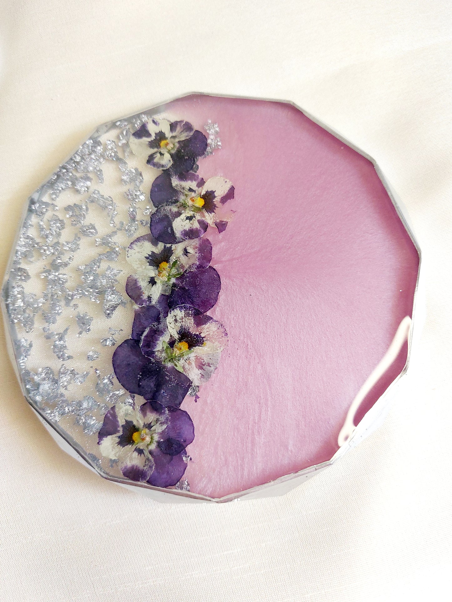 Resin Untersetzer Stiefmütterchen 2er Set