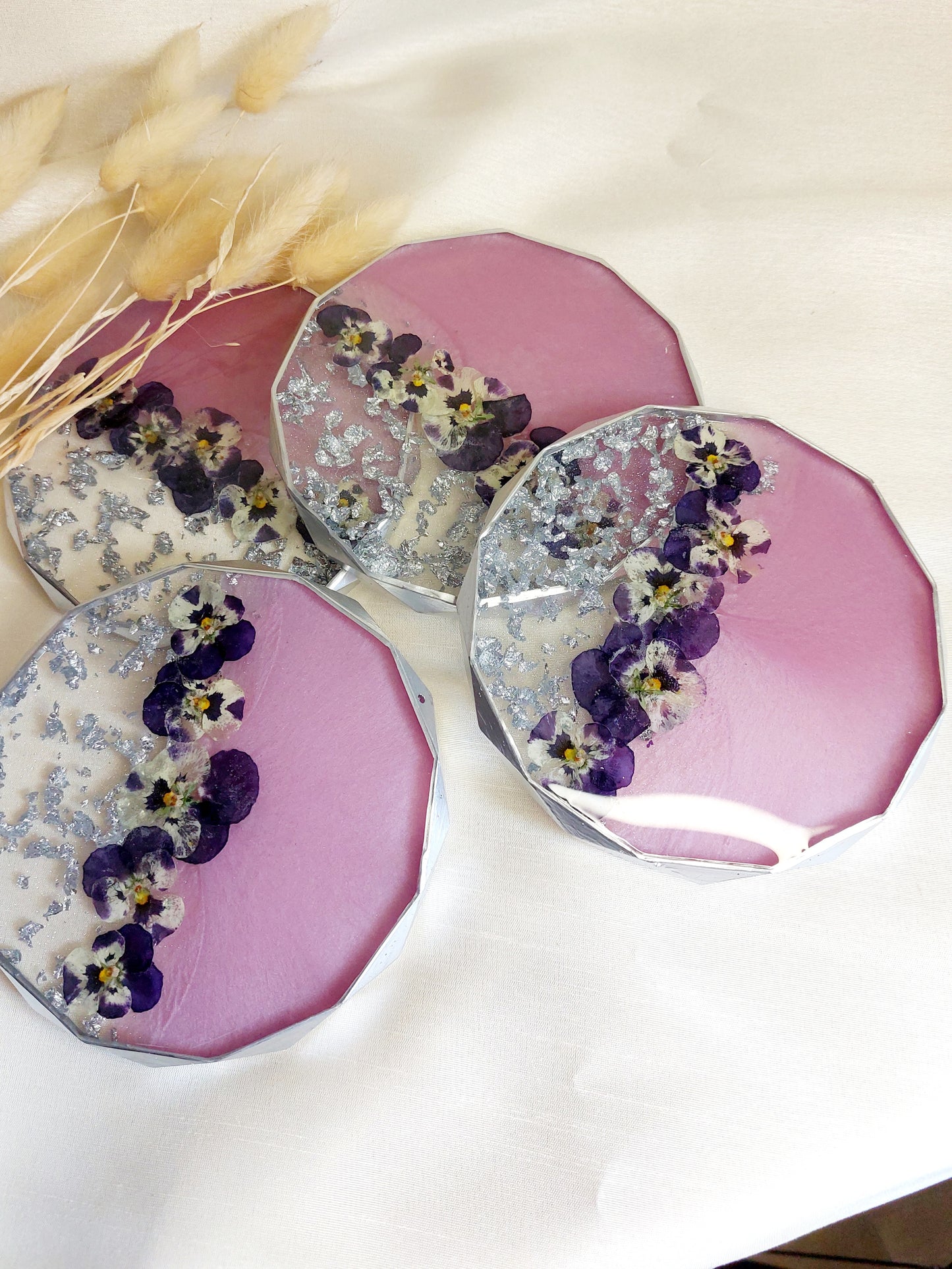 Resin Untersetzer Stiefmütterchen 2er Set