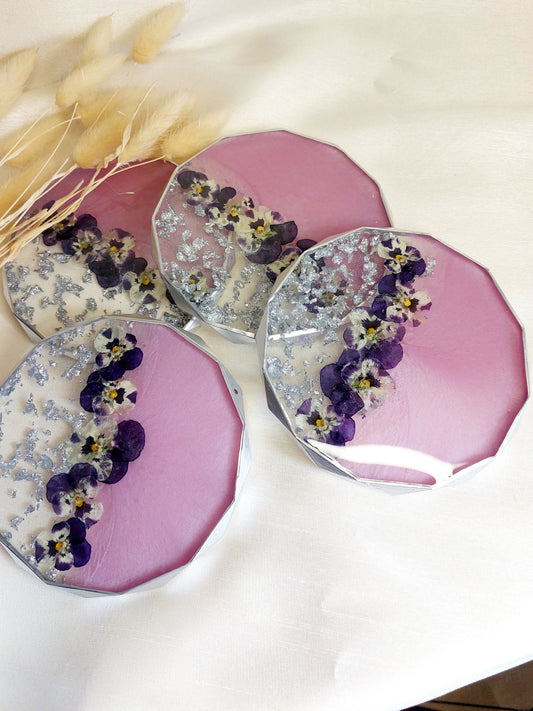 Resin Untersetzer Stiefmütterchen 2er Set