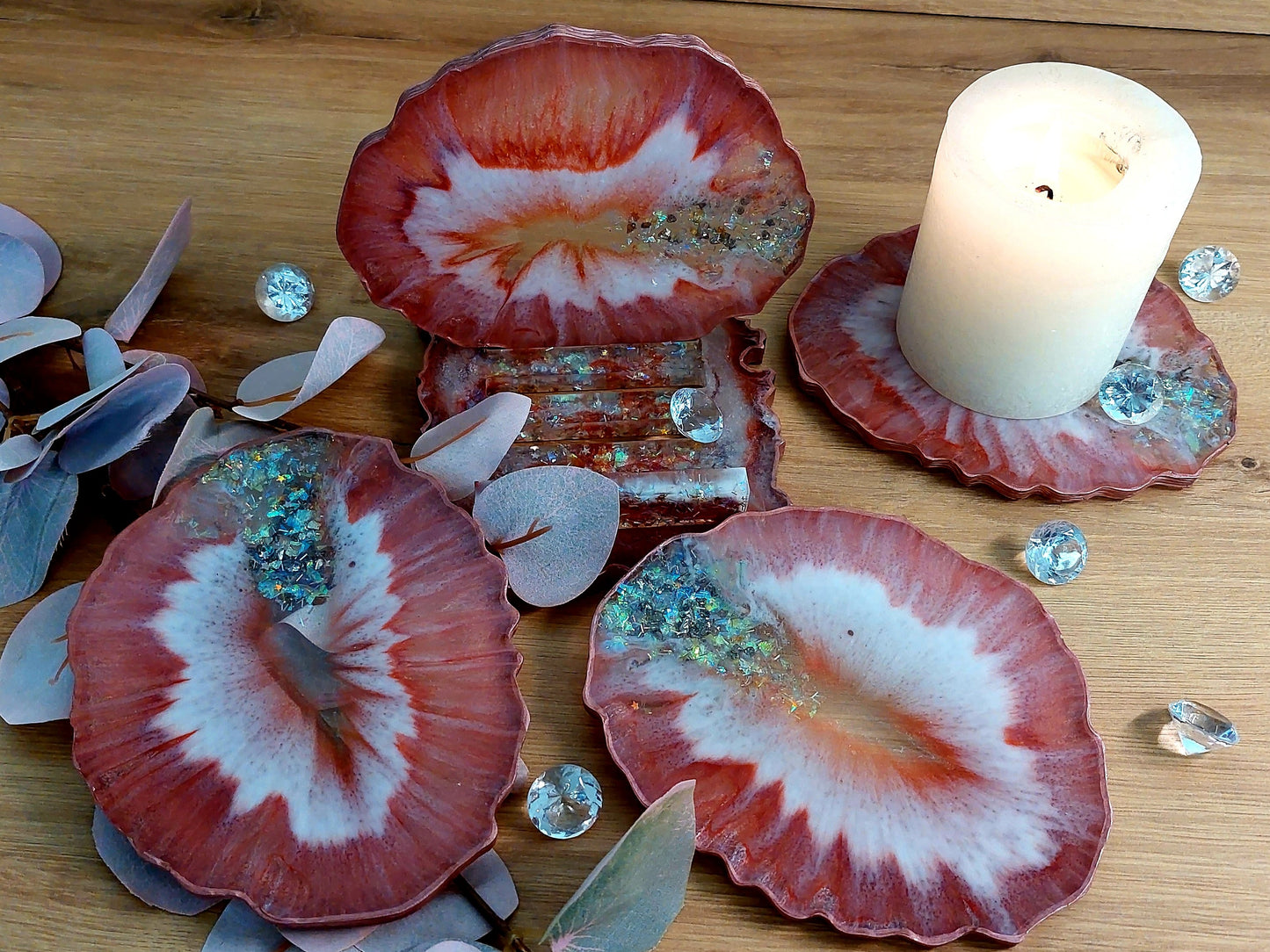 Resin Untersetzer Set mit Halter