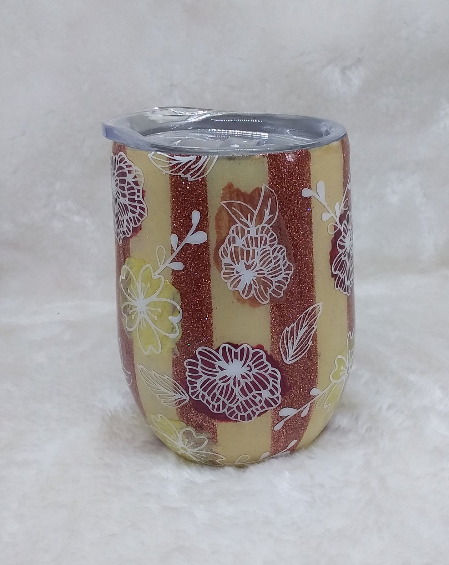 Tumbler Trinkbecher Blüten Strohhalm