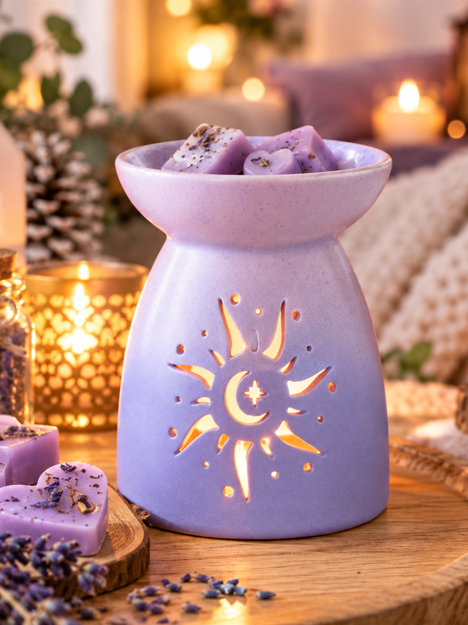 Pastell-Lila Sonnen-Design Duftlampe